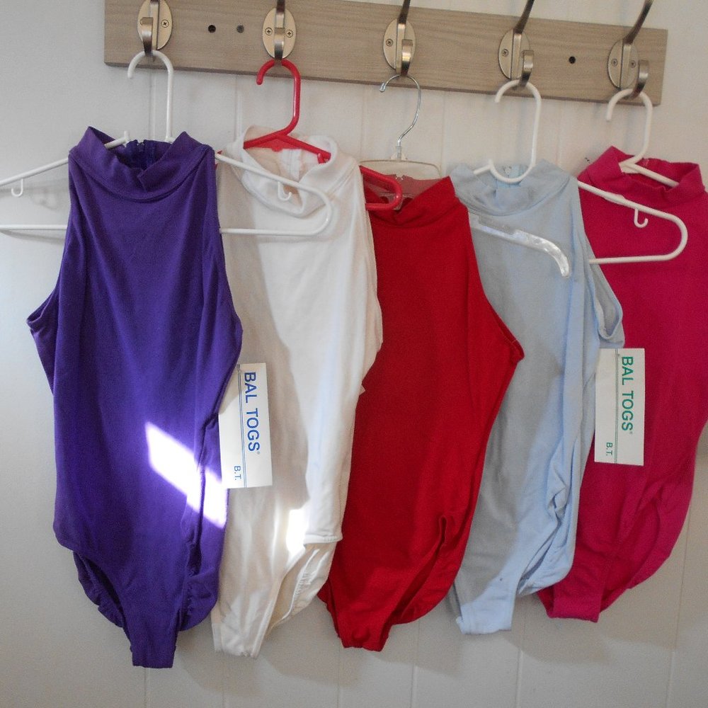 High Neck Leotards -Five Colors- Adult Sizes  New With Tags